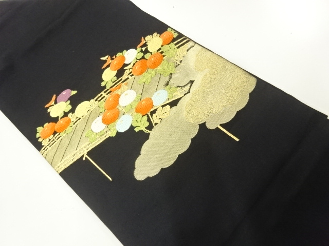 JAPANESE KIMONO / BRIDGE / MARIGOLD PATTERN WOVEN NAGOYA OBI